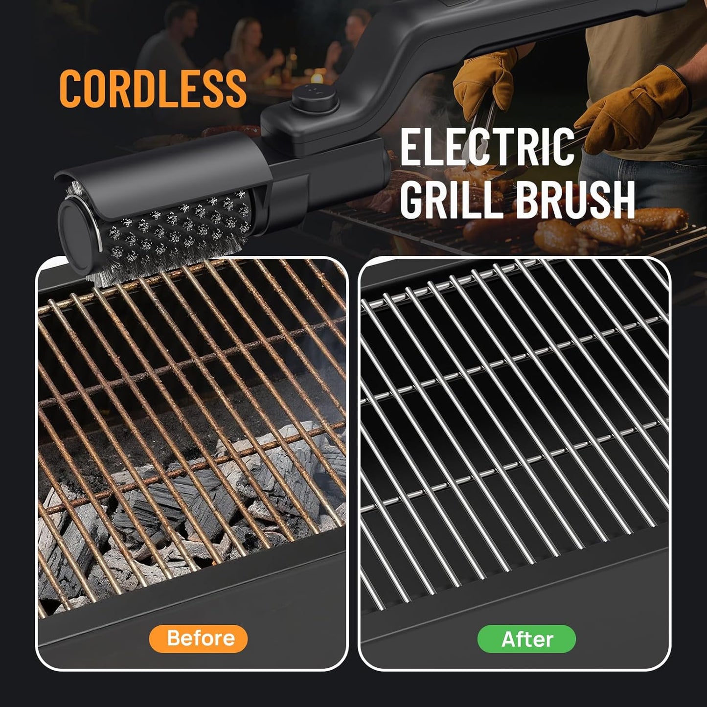 PowerSpin Electric Grill Brush – Effortless Cleaning, No More Scrubbing!🧼