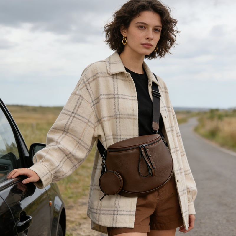 🍂2026 NEW ARRIVAL👜 Genuine Leather Large Fanny Pack Crossbody Sling Bag