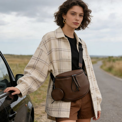 🍂2026 NEW ARRIVAL👜 Genuine Leather Large Fanny Pack Crossbody Sling Bag