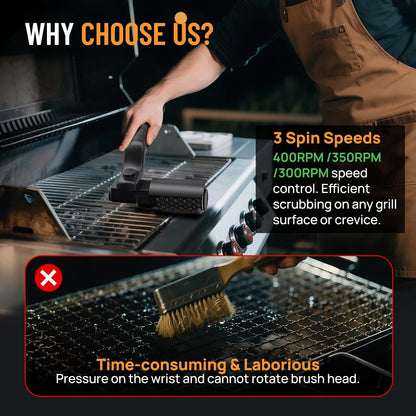 PowerSpin Electric Grill Brush – Effortless Cleaning, No More Scrubbing!🧼