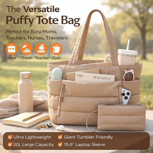 Puffer Tote Bag for Women, 🎁Today's gift: Puffer Wallet Bag❤️