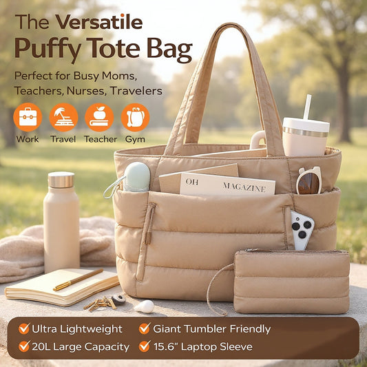 Puffer Tote Bag for Women, 🎁Today's gift: Puffer Wallet Bag❤️