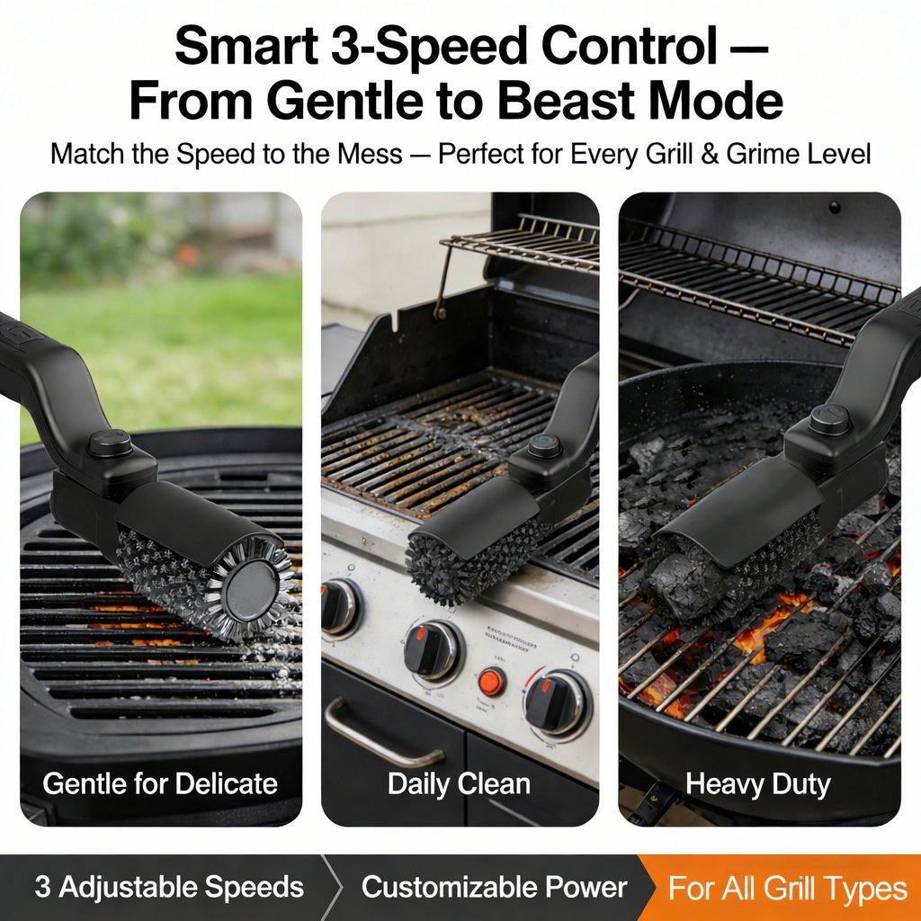 PowerSpin Electric Grill Brush – Effortless Cleaning, No More Scrubbing!🧼