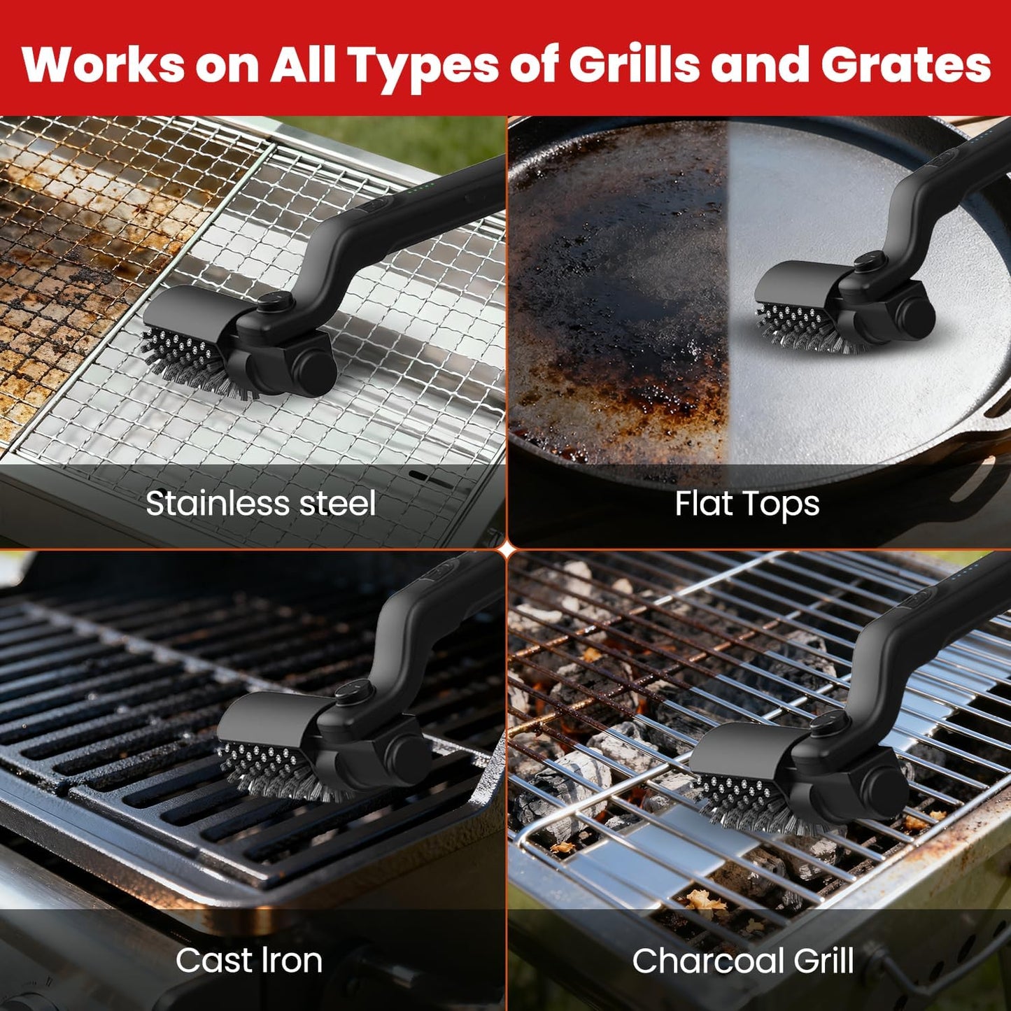 PowerSpin Electric Grill Brush – Effortless Cleaning, No More Scrubbing!🧼