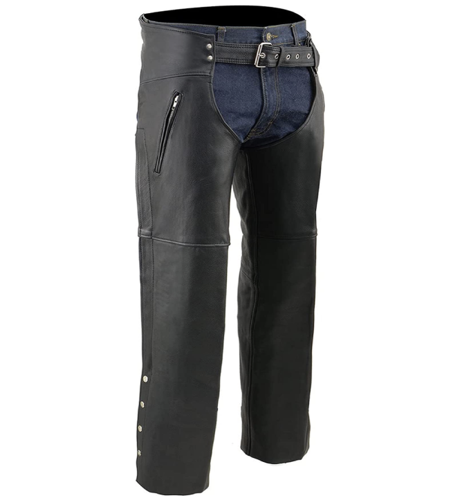 Leather Chaps with Zippered Thigh Pockets