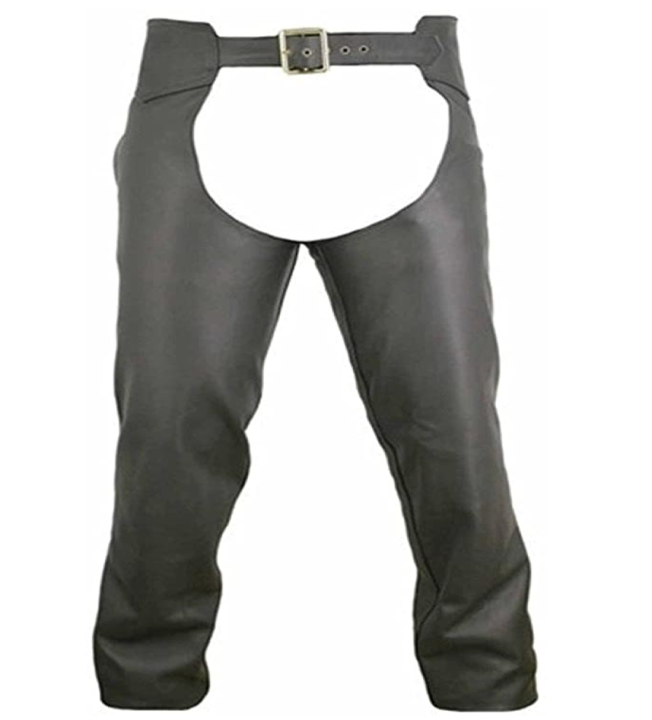 Black Made in USA Naked Leather Seamless Motorcycle Chaps