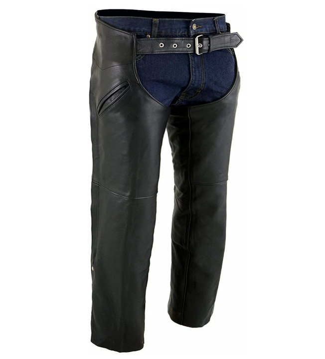 Leather Chaps with Slash Pocket and Thermal Liner