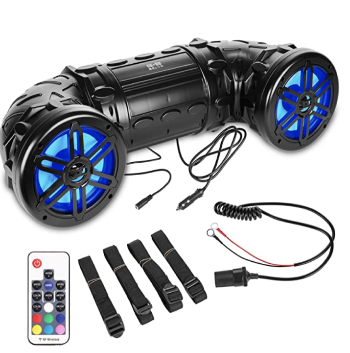 Belva BPS8RGB Sistema de sonido doble de 8 pulgadas para ATV_UTV_Powersports de 600 vatios con Bluetooth