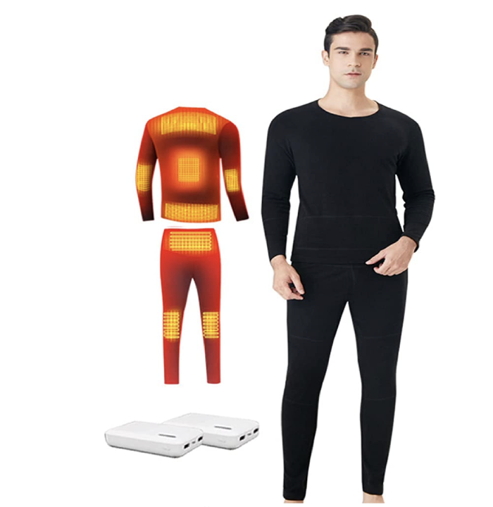 MJJAN Winter Heated Underwear Suit Smart Phone APP Control Temperature