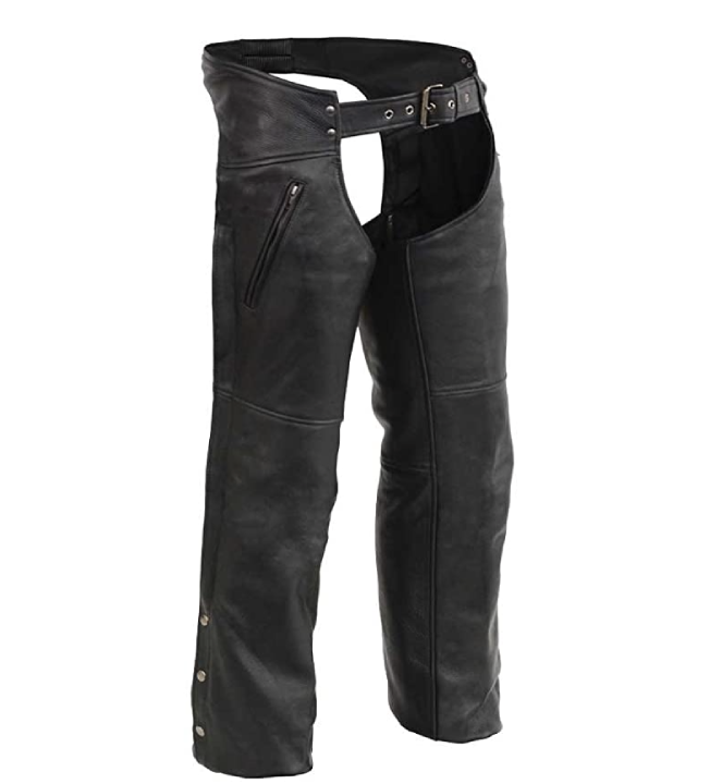 Leather Chaps with Zippered Thigh Pockets & Heated Tech