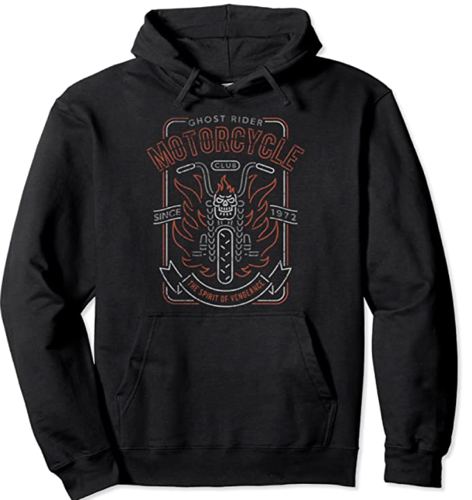 Marvel Ghost Rider Motorcycle Club Line Art Poster Pullover Hoodie