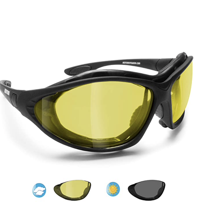 Motorbike Sunsensor Riding Padded Glasses