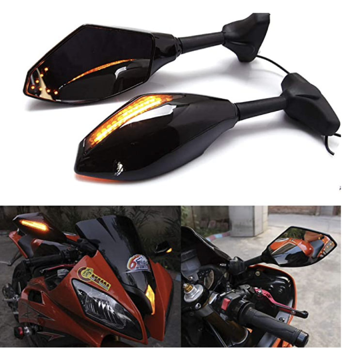 Motorcycle Led Turn Signal Side Mirrors For Yamaha YZF600 YZF R6 FZR600 Honda CBR600