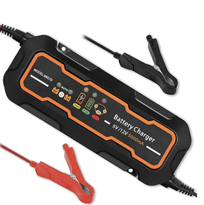 Fully-Automatic Smart Charger,6V_12V Battery Charger_Maintainer for motorcycles or cars,7.4x2.9x1.7 inch