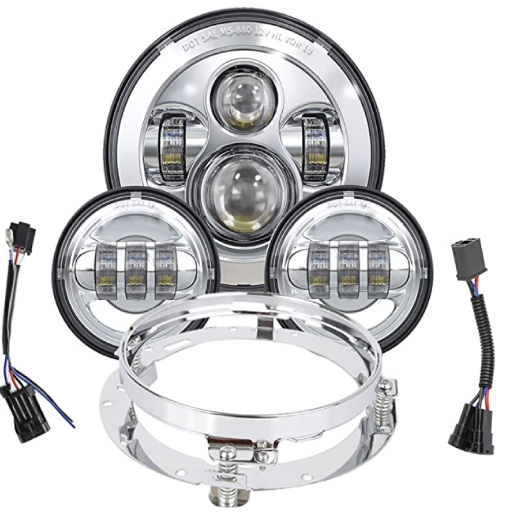 7 inch LED Headlight Fog Passing Lights DOT Kit Ring Motorcycle for Touring Road