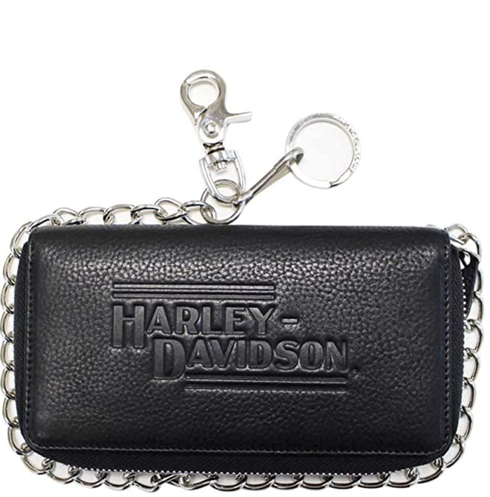 Harley-Davidson Men's International Zip Around Biker Bi-Fold Leather Wallet