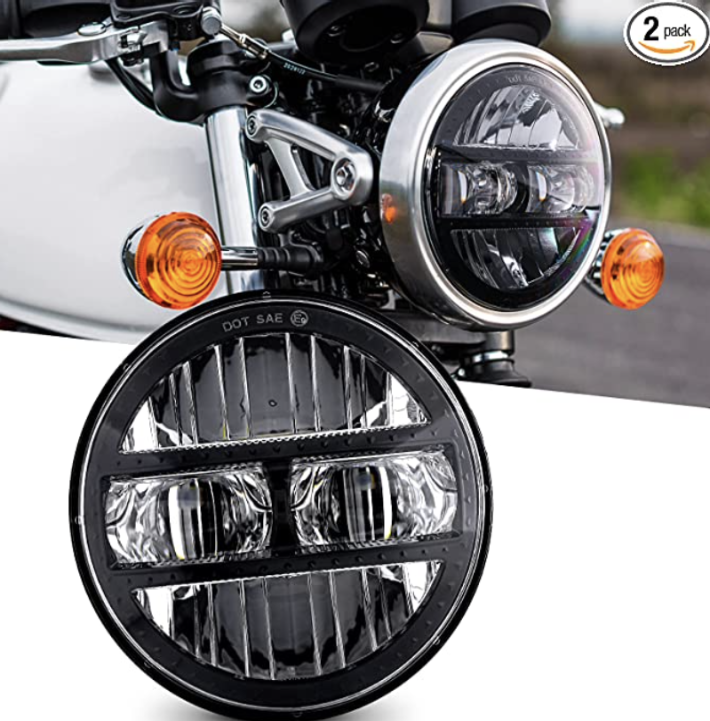 LED Motorcycle 5 3_4 5.75 inch Projection Headlight Compatible with Harley Iron 883 Dyna