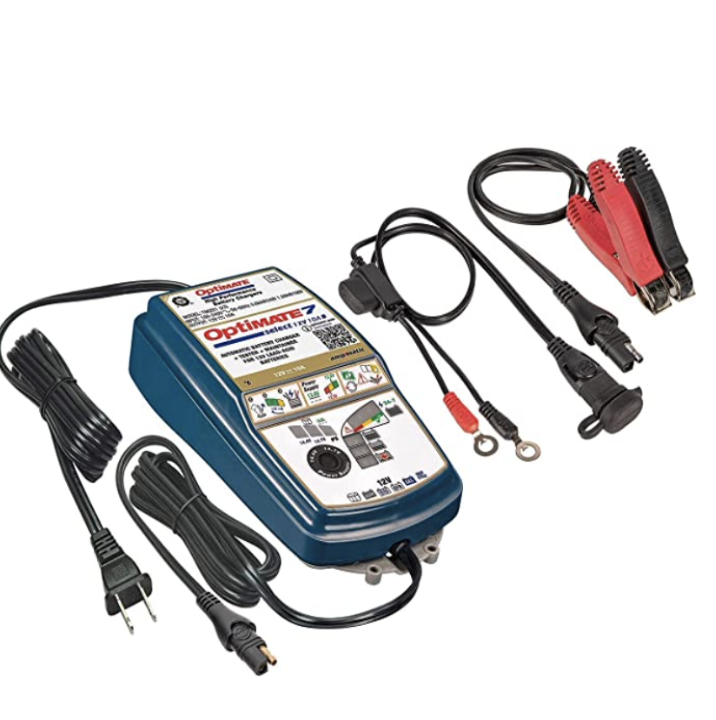 Tecmate Optimate 7 Select, TM 251v3, Gold Series 9 Step 12V 10A Sealed Battery Saving Charger and maintainer